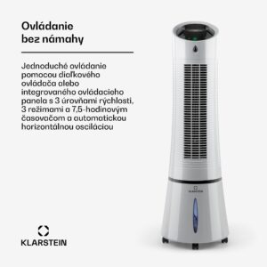 Klarstein Skyscraper Ice, 4 v 1 ochladzovač vzduchu, ventilátor, čistička vzduchu, zvlhčovač, 45 W, 180 m³/h, oscilácia, mobilný, diaľkové ovládanie