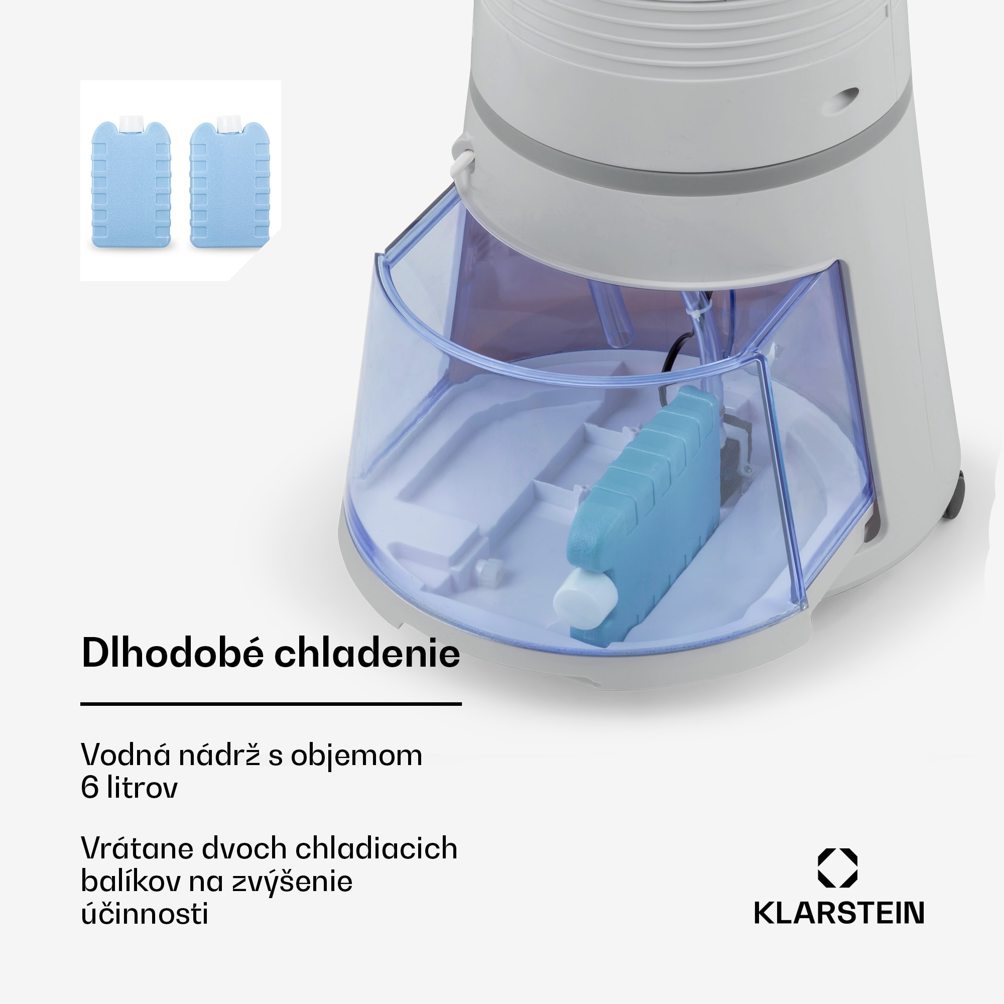 Klarstein Skyscraper Ice, 4 v 1 ochladzovač vzduchu, ventilátor, čistička vzduchu, zvlhčovač, 45 W, 180 m³/h, oscilácia, mobilný, diaľkové ovládanie – Obrázok 2