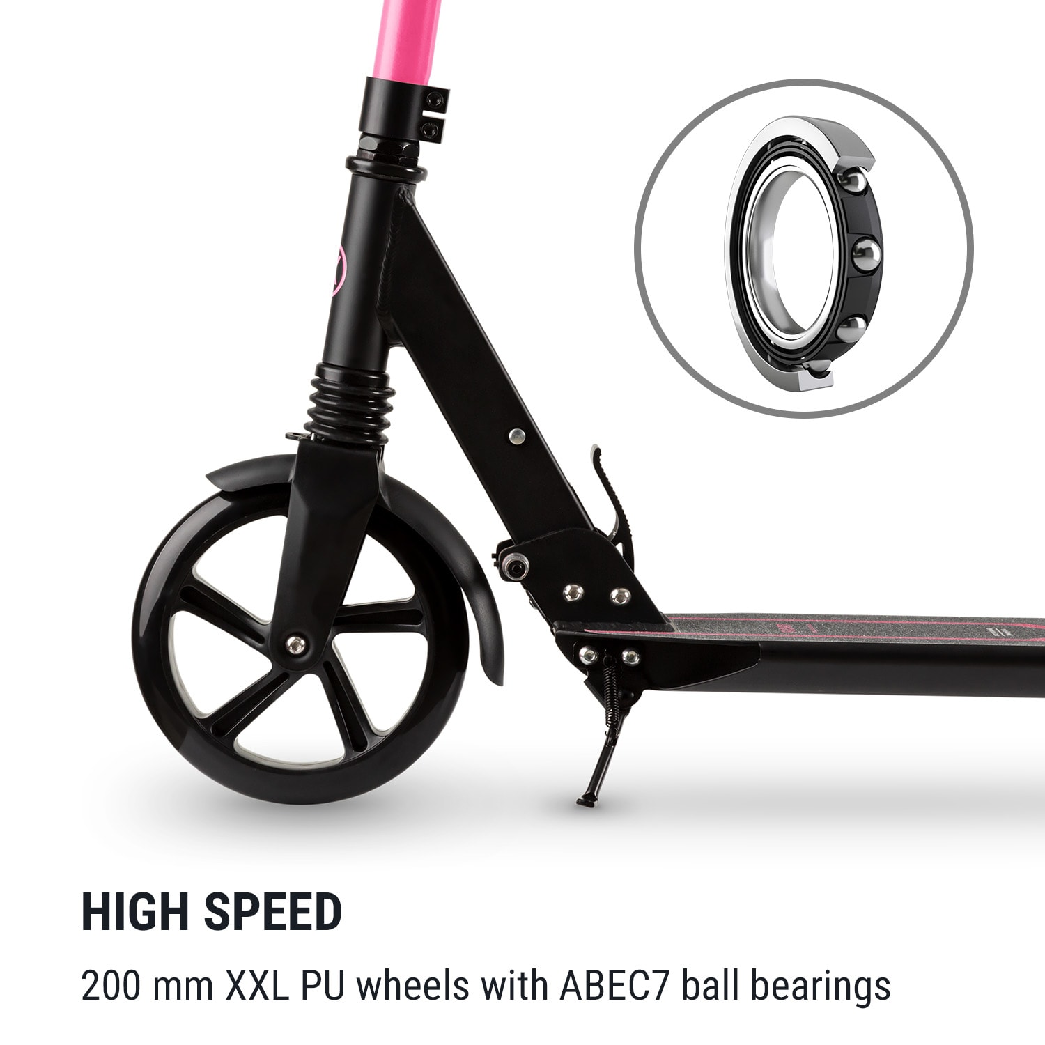 KLARFIT Float, kolobežka, 200 mm, PU kolesá, ABEC 7, rukoväte AS-soft grips, magenta – Obrázok 2