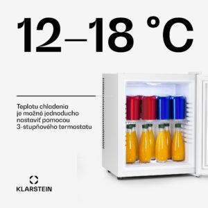 Klarstein Brooklyn 23, mini chladnička, sklenené dvierka, LED osvetlenie, police