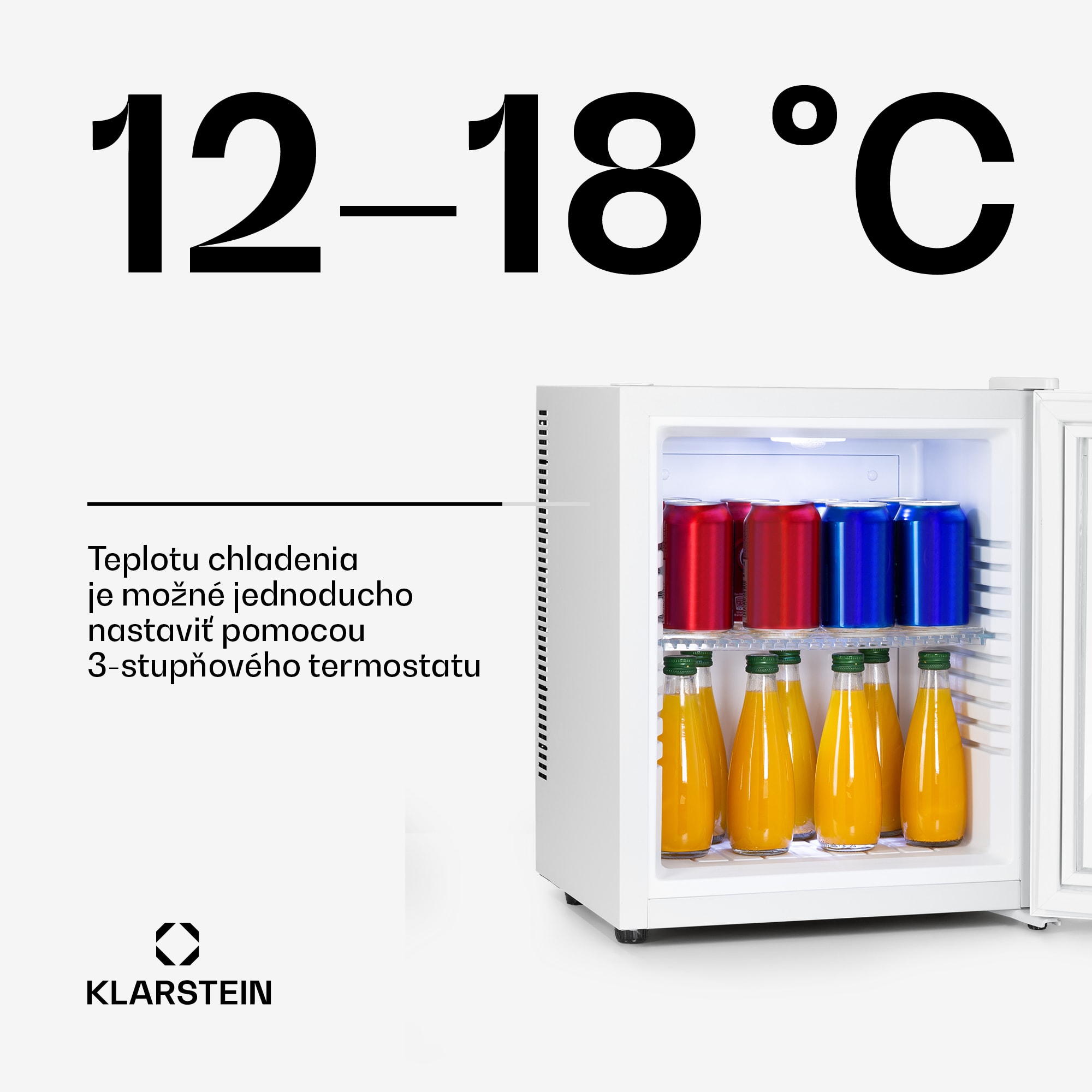 Klarstein Brooklyn 23, mini chladnička, sklenené dvierka, LED osvetlenie, police
