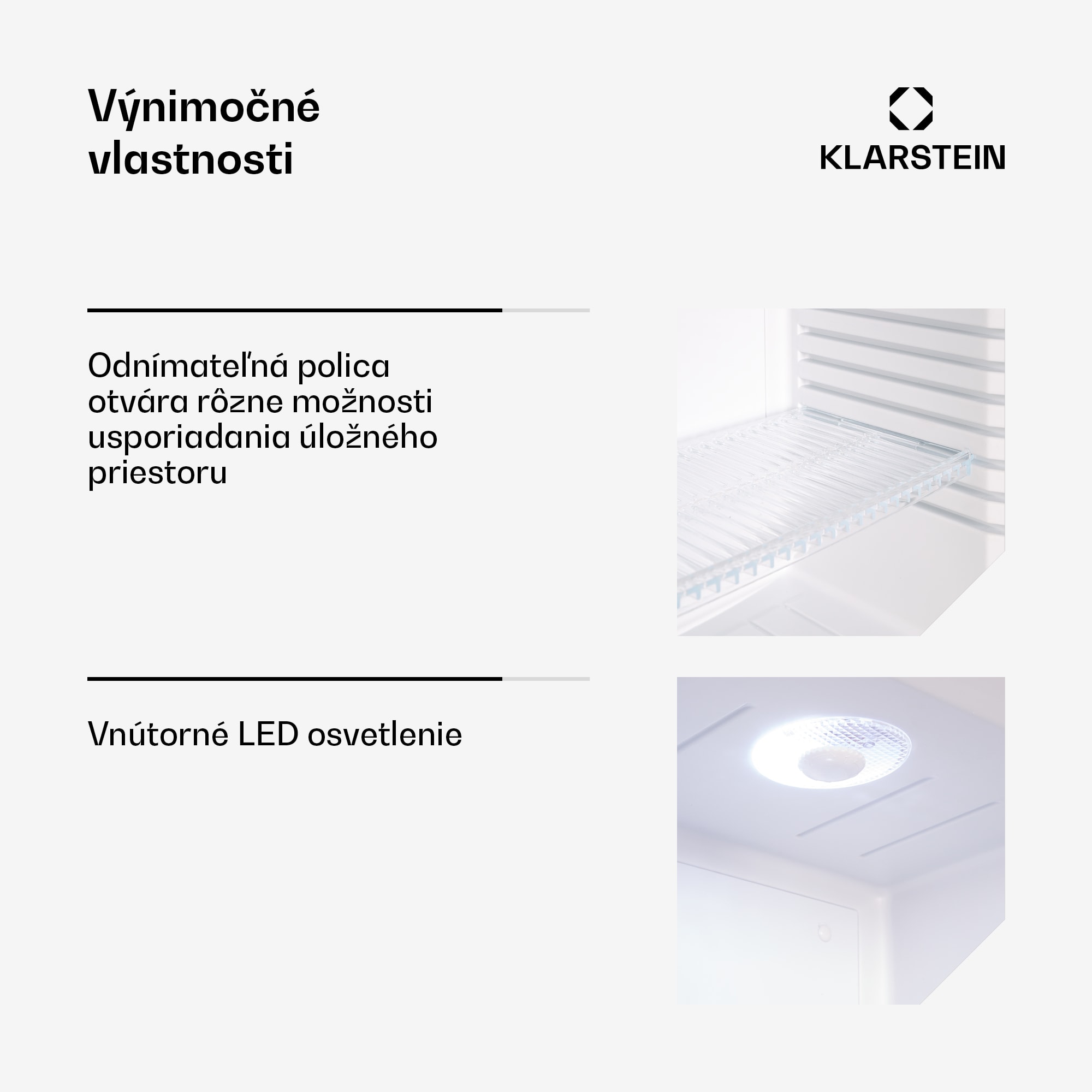 Klarstein Brooklyn 23, mini chladnička, sklenené dvierka, LED osvetlenie, police – Obrázok 2