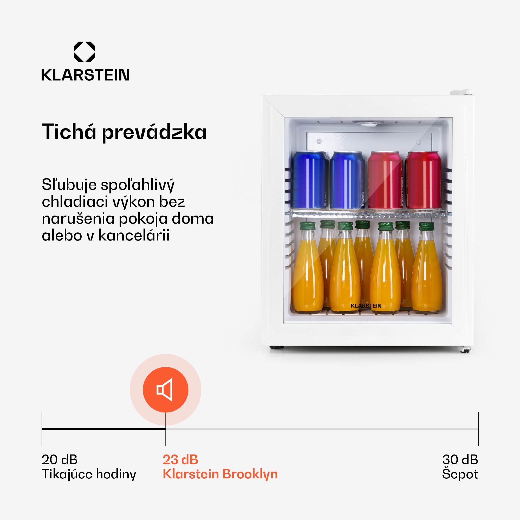 Klarstein Brooklyn 23, mini chladnička, sklenené dvierka, LED osvetlenie, police – Obrázok 3