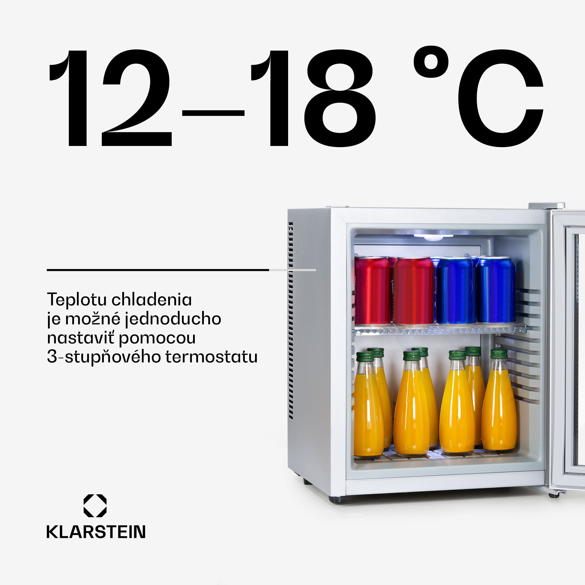 Klarstein Brooklyn 23, mini chladnička, so sklenenými dverami, LED osvetlenie, police