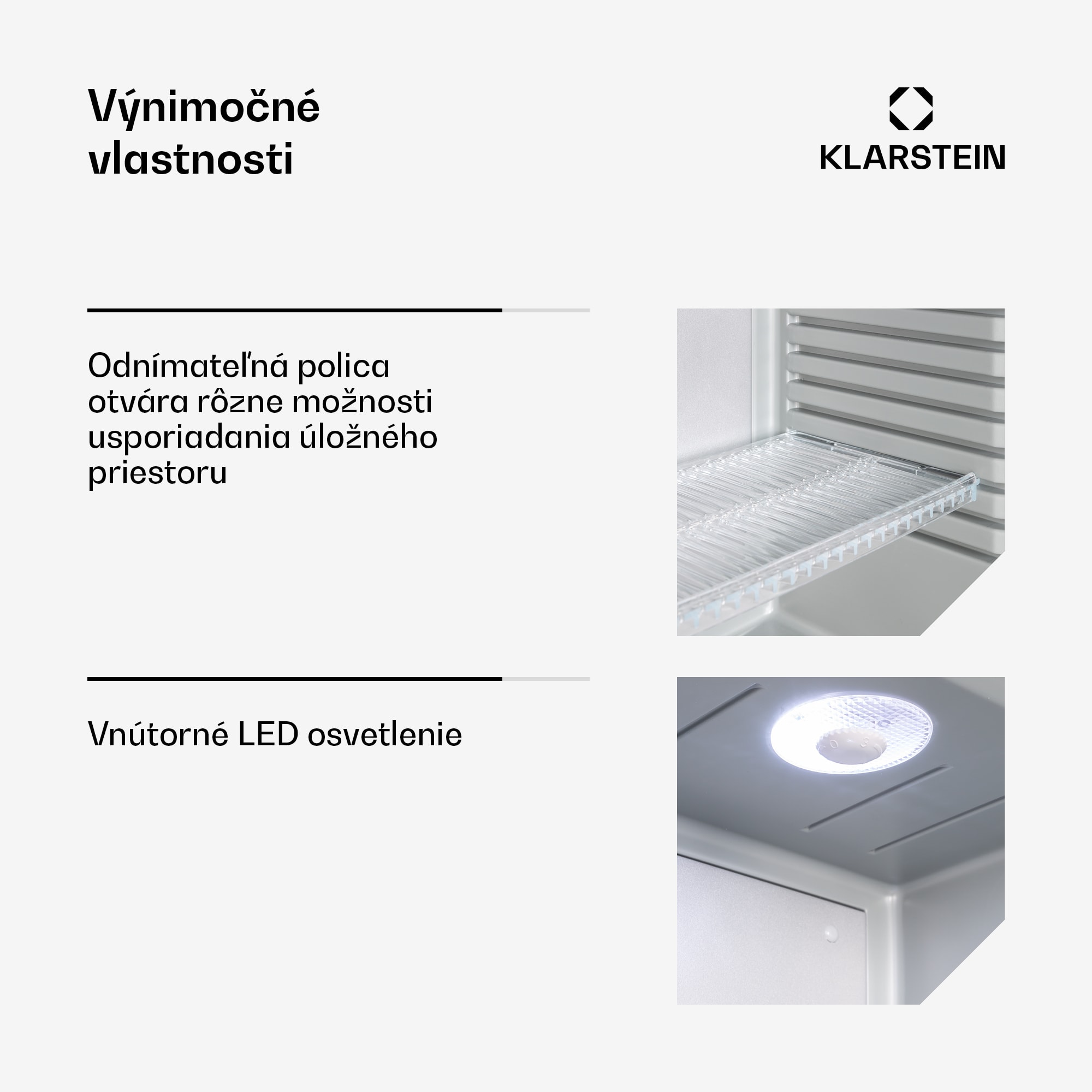 Klarstein Brooklyn 23, mini chladnička, so sklenenými dverami, LED osvetlenie, police – Obrázok 2