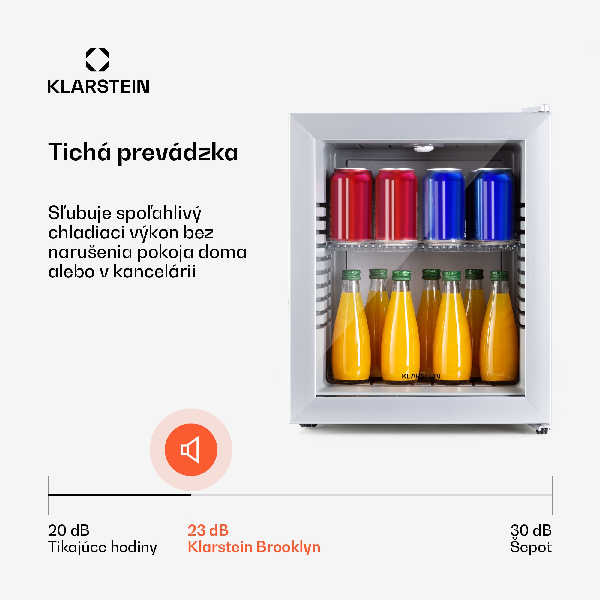 Klarstein Brooklyn 23, mini chladnička, so sklenenými dverami, LED osvetlenie, police – Obrázok 3