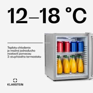 Klarstein Brooklyn 30, mini chladnička, sklenené dvere, LED osvetlenie, police