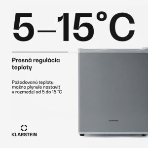 Klarstein Happy Hour 23, minibar, 23 l, 5-15°C, energet. trieda G, tichý, 23 dB, LED svetlo, strieborný