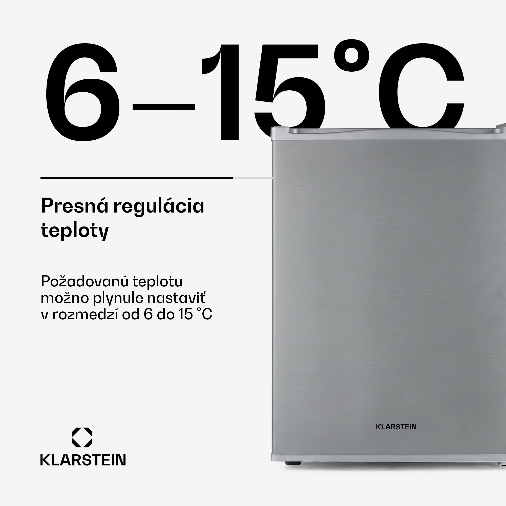 Klarstein Happy Hour 33, minibar, 33 l, 5-15°C, energet. trieda G, tichý, 25 dB, LED svetlo, strieborný