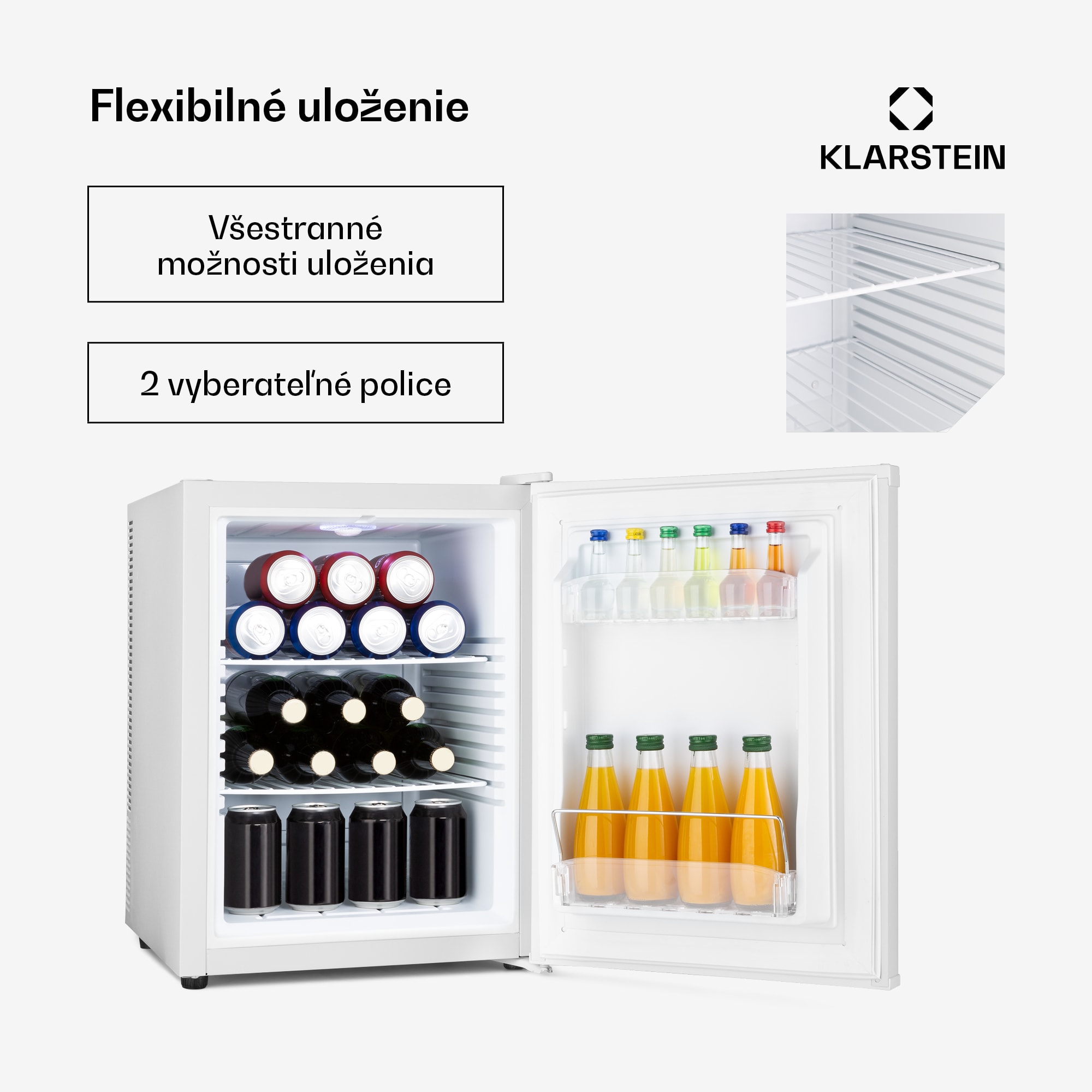 Klarstein Happy Hour 40, mini chladnička, 40 l, 5-15°C, tichá, 23dB, LED-svetlo, biela – Obrázok 2
