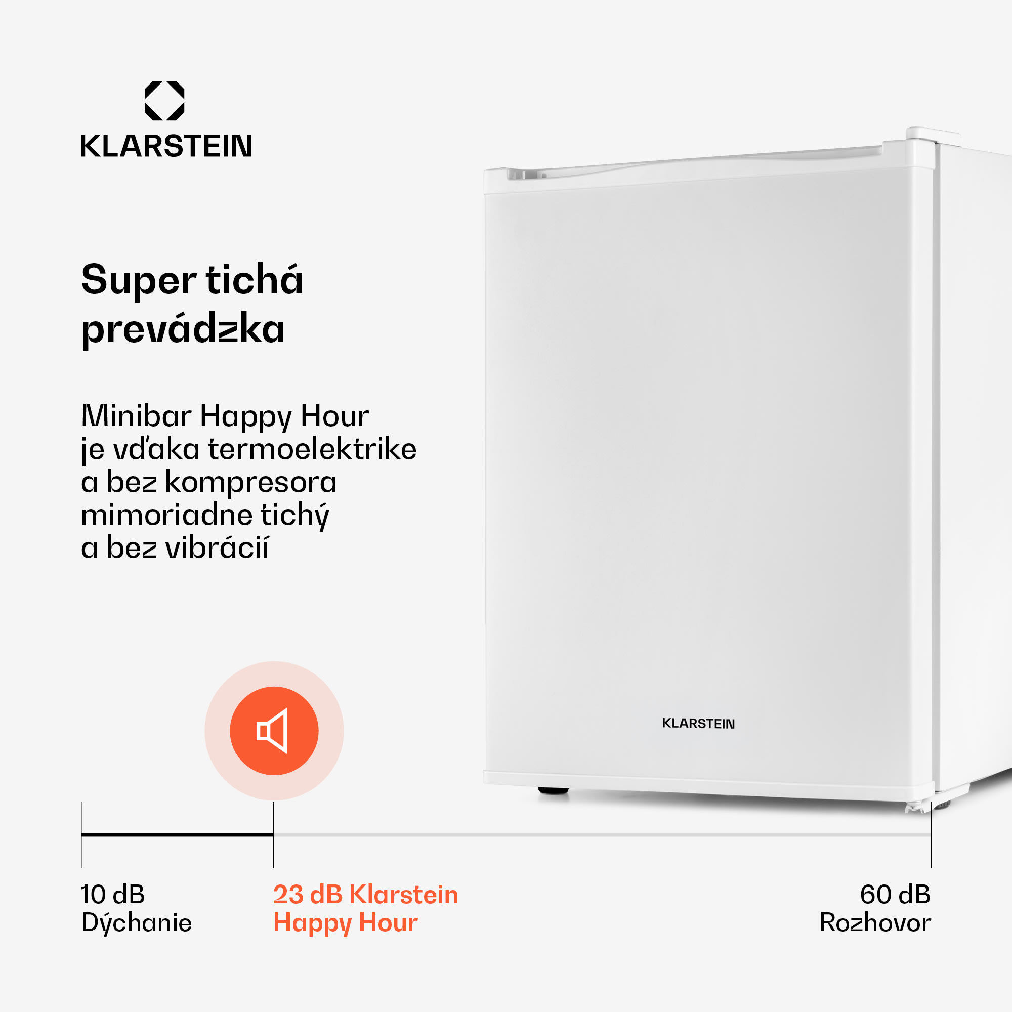 Klarstein Happy Hour 40, mini chladnička, 40 l, 5-15°C, tichá, 23dB, LED-svetlo, biela – Obrázok 3