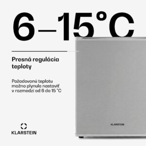 Klarstein Happy Hour 40, mini chladnička, 40 l, 5-15°C, tichá, 23dB, LED-svetlo, strieborný