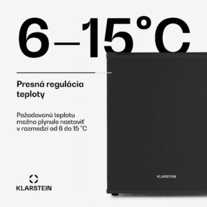 Klarstein Happy Hour 40, mini chladnička, 40 l, 5-15°C, tichá, 23dB, LED-svetlo, čierny