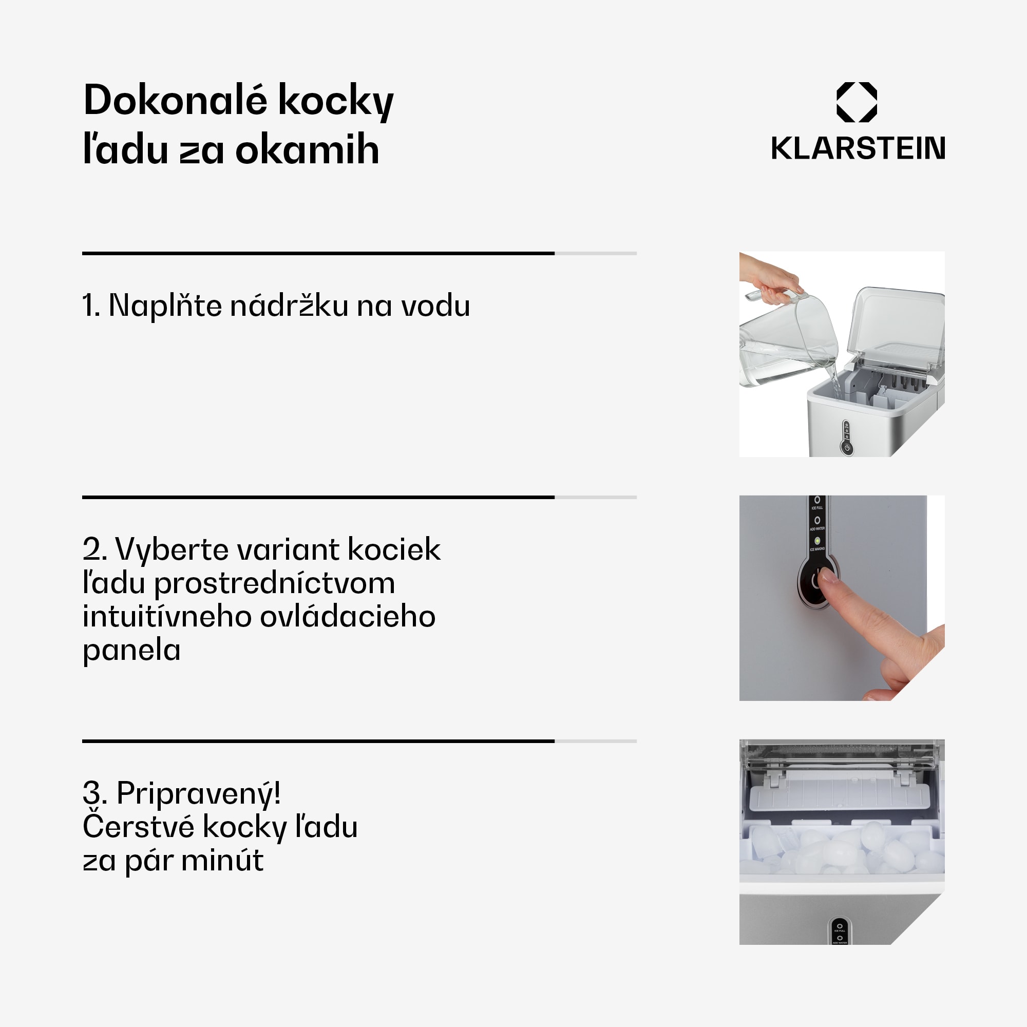 Klarstein Chillout, výrobník ľadu, oblé kúsky ľadu, 12 kg/24 h, nádrž 1,5 l, strieborný – Obrázok 2