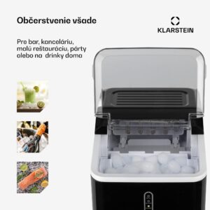 Klarstein Chillout, výrobník ľadu, oblé kúsky ľadu, 12 kg/24 h, nádrž 1,5 l, 1,5 l, čierny