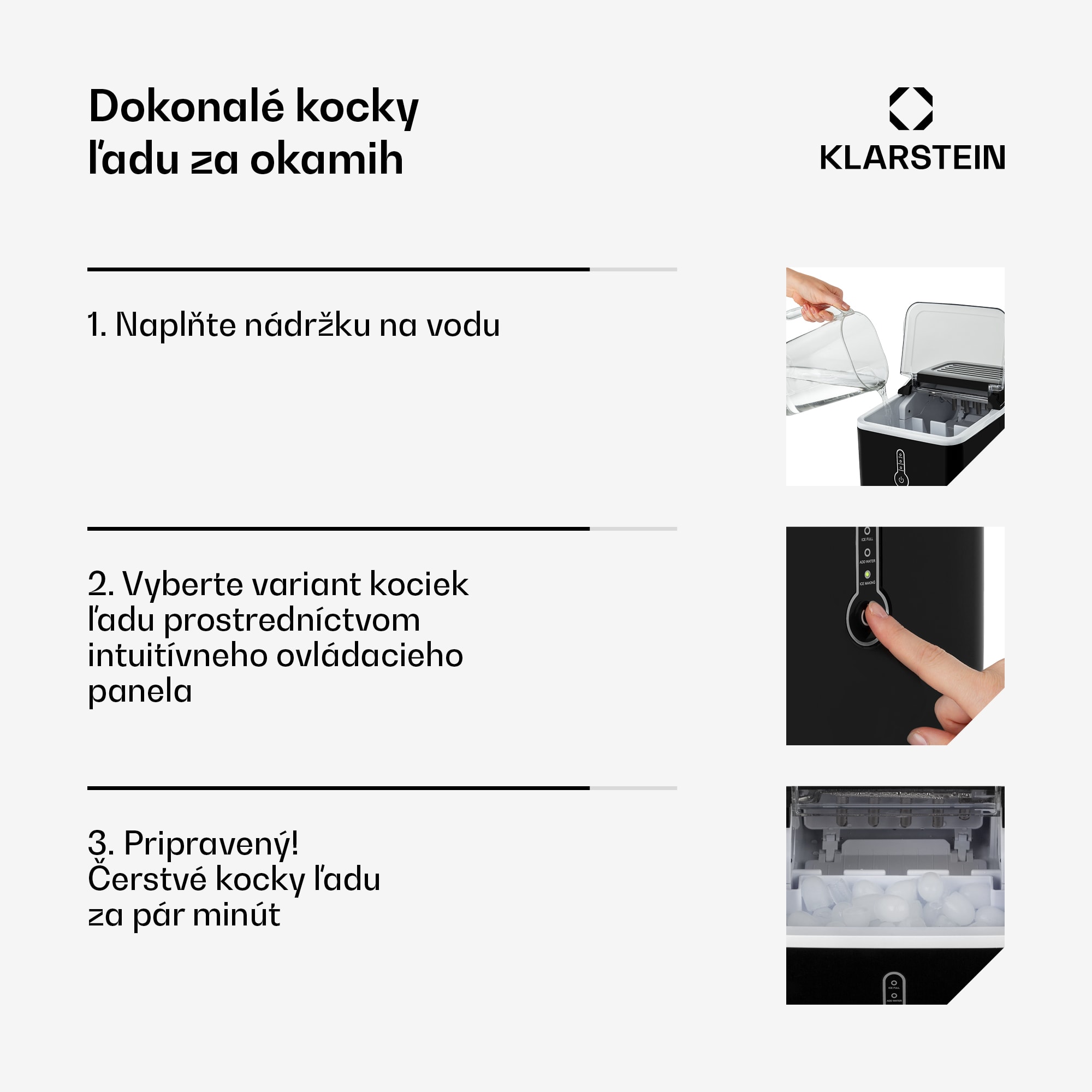 Klarstein Chillout, výrobník ľadu, oblé kúsky ľadu, 12 kg/24 h, nádrž 1,5 l, 1,5 l, čierny – Obrázok 2