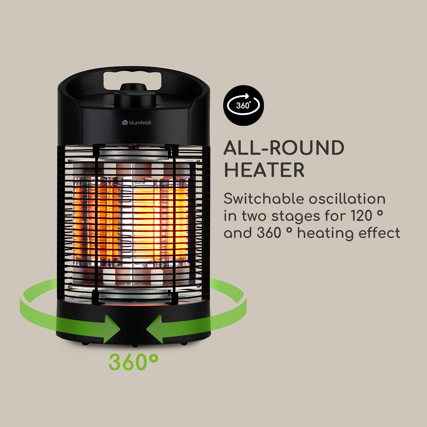 Blumfeldt Heat Guru 360 Mini, infračervený ohrievač, 700/350 W, oscilácia, čierny – Obrázok 2