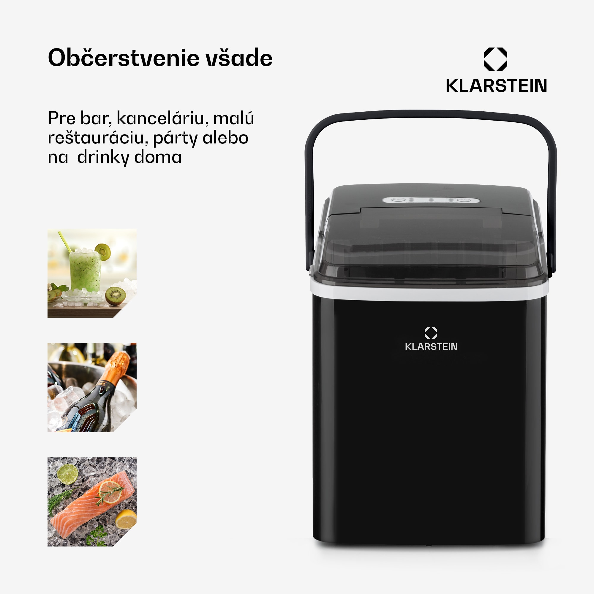 Klarstein Arctic Porter, výrobník ľadu, kužeľovité kúsky ľadu, 12 kg/24 h, nehrdzavejúca oceľ