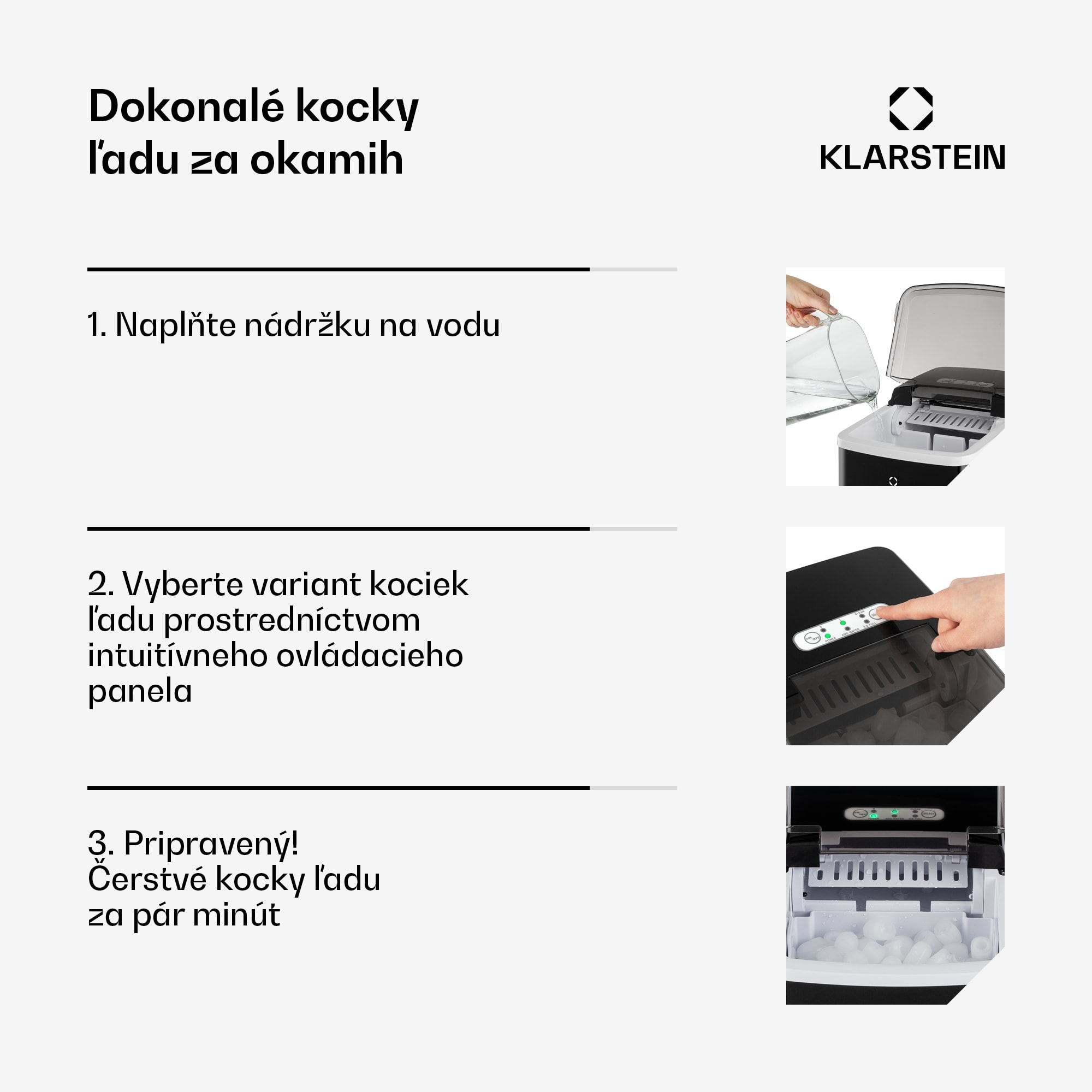 Klarstein Arctic Porter, výrobník ľadu, kužeľovité kúsky ľadu, 12 kg/24 h, nehrdzavejúca oceľ – Obrázok 2