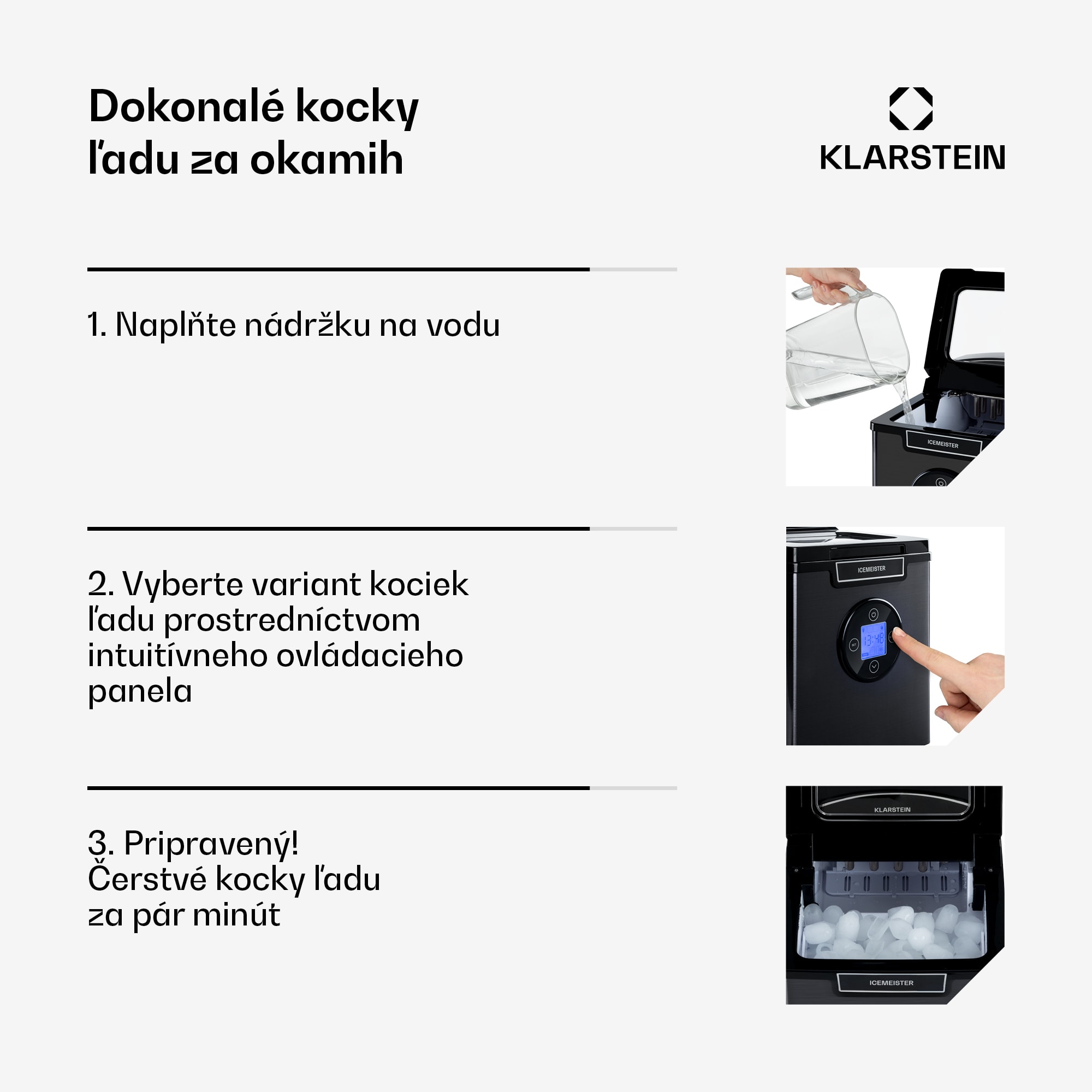 Klarstein Icemeister 2G, výrobník ľadu, 12 kg/24 h, LCD displej, nehrdzavejúca oceľ – Obrázok 2
