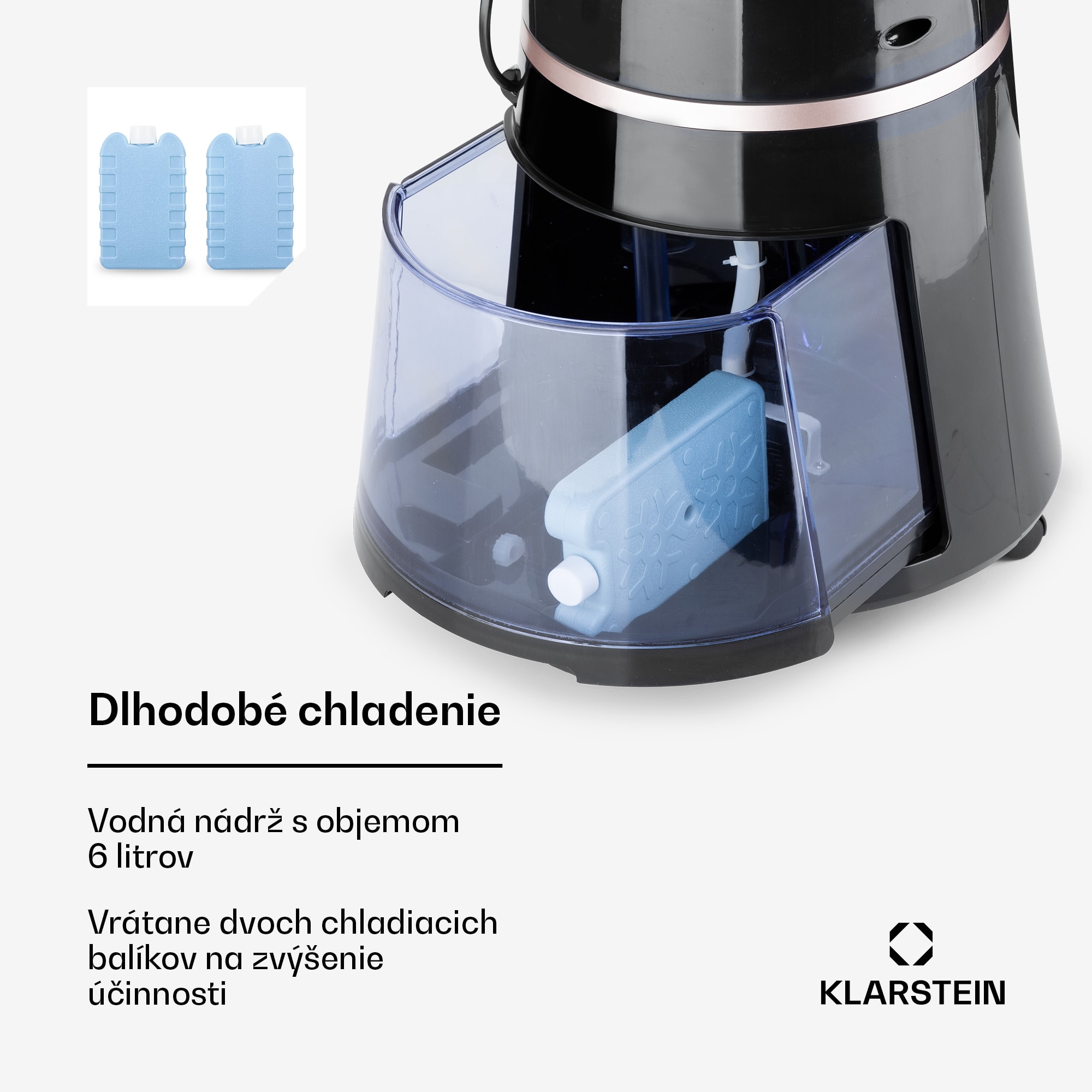 Klarstein Skyscraper Ice, 4 v 1 ochladzovač vzduchu, ventilátor, čistička vzduchu, zvlhčovač, 45 W, 180 m³/h, oscilácia, mobilný, diaľkové ovládanie – Obrázok 2