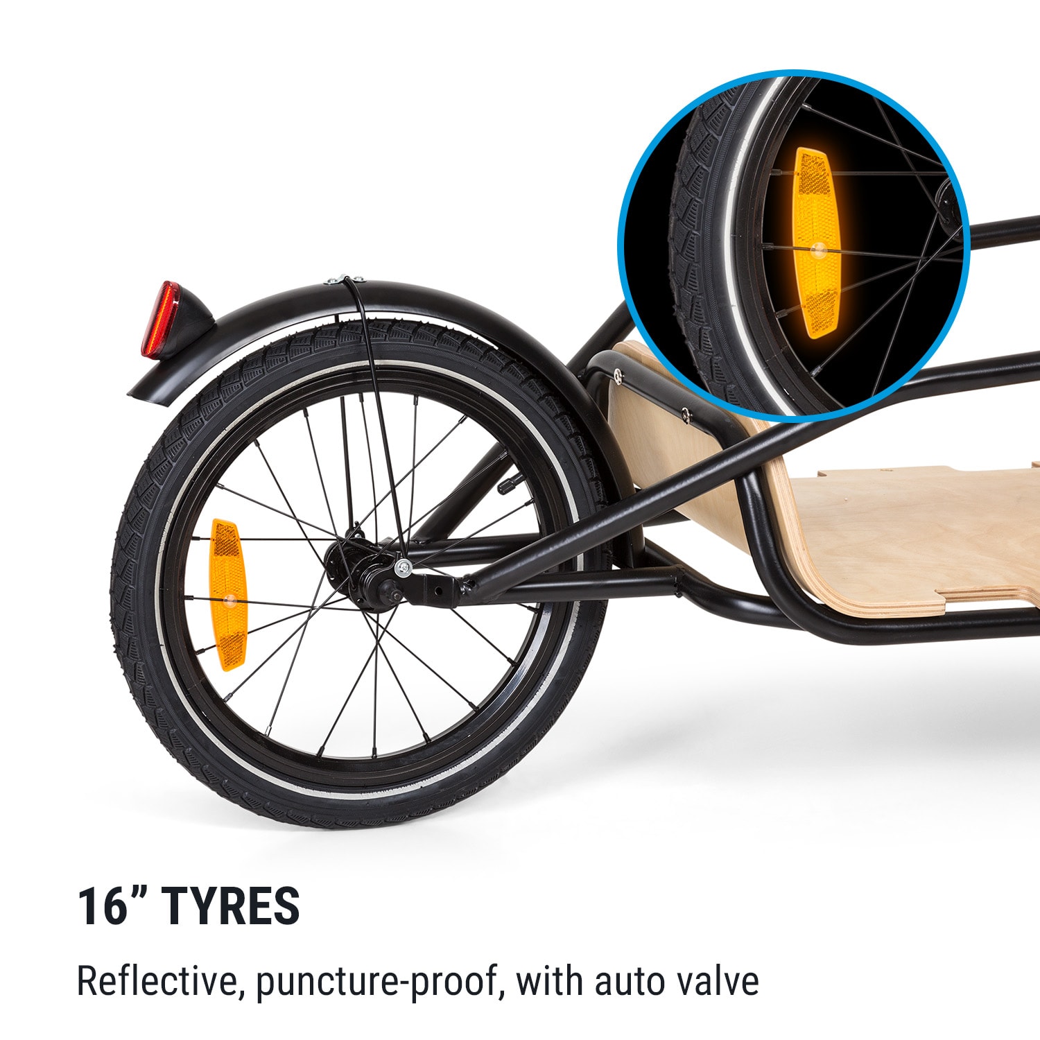 KLARFIT Companion Chaser, Príves na bicykel, 30 kg, 16", Multiplex, Breza – Obrázok 2