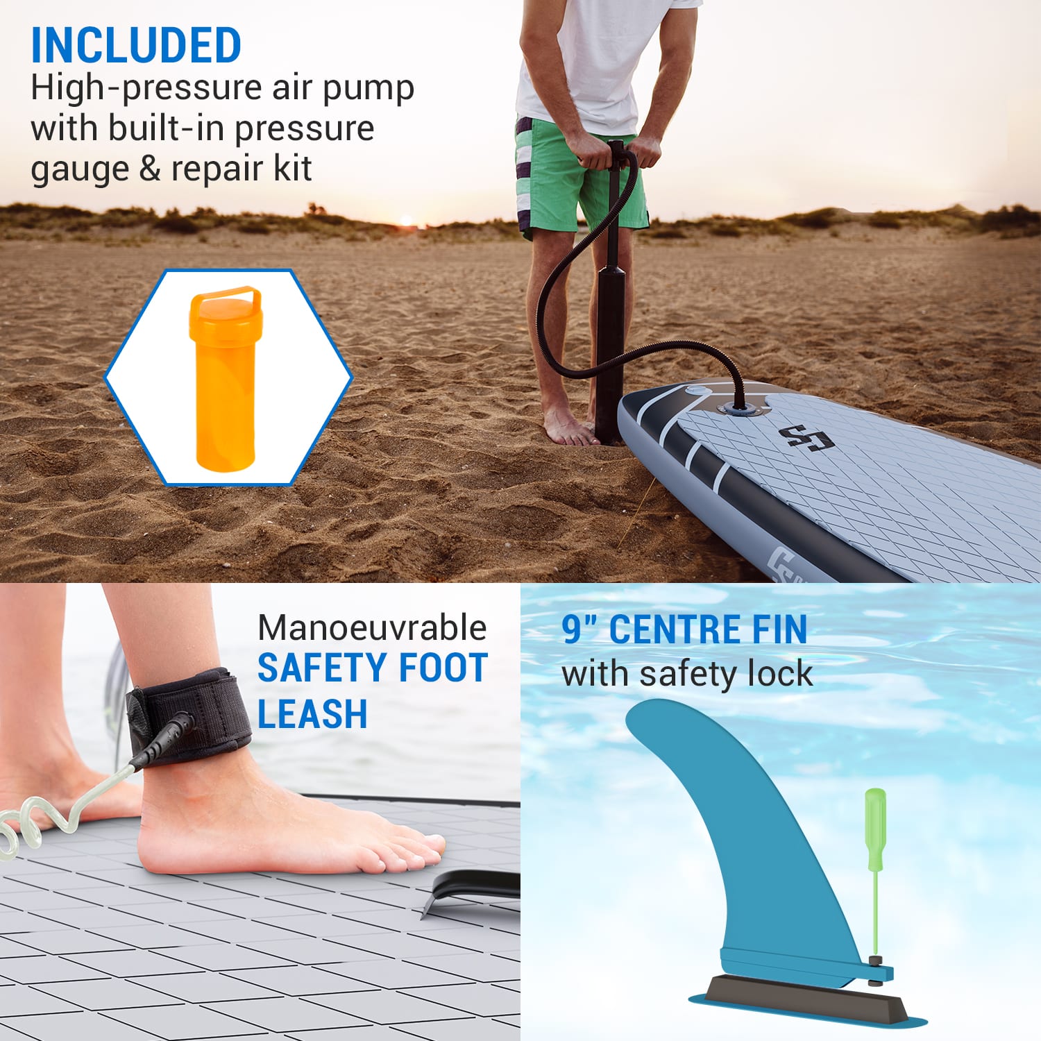 Capital Sports Lanikai Cruiser 9.8, nafukovací paddelboard, súprava so SUP doskou, 305 × 77 × 10