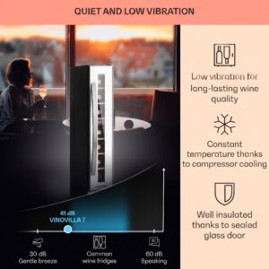 Klarstein Vinovilla 7 built-in Uno Quartz, vstavaná vinotéka, biele sklo, nehrdzavejúca oceľ