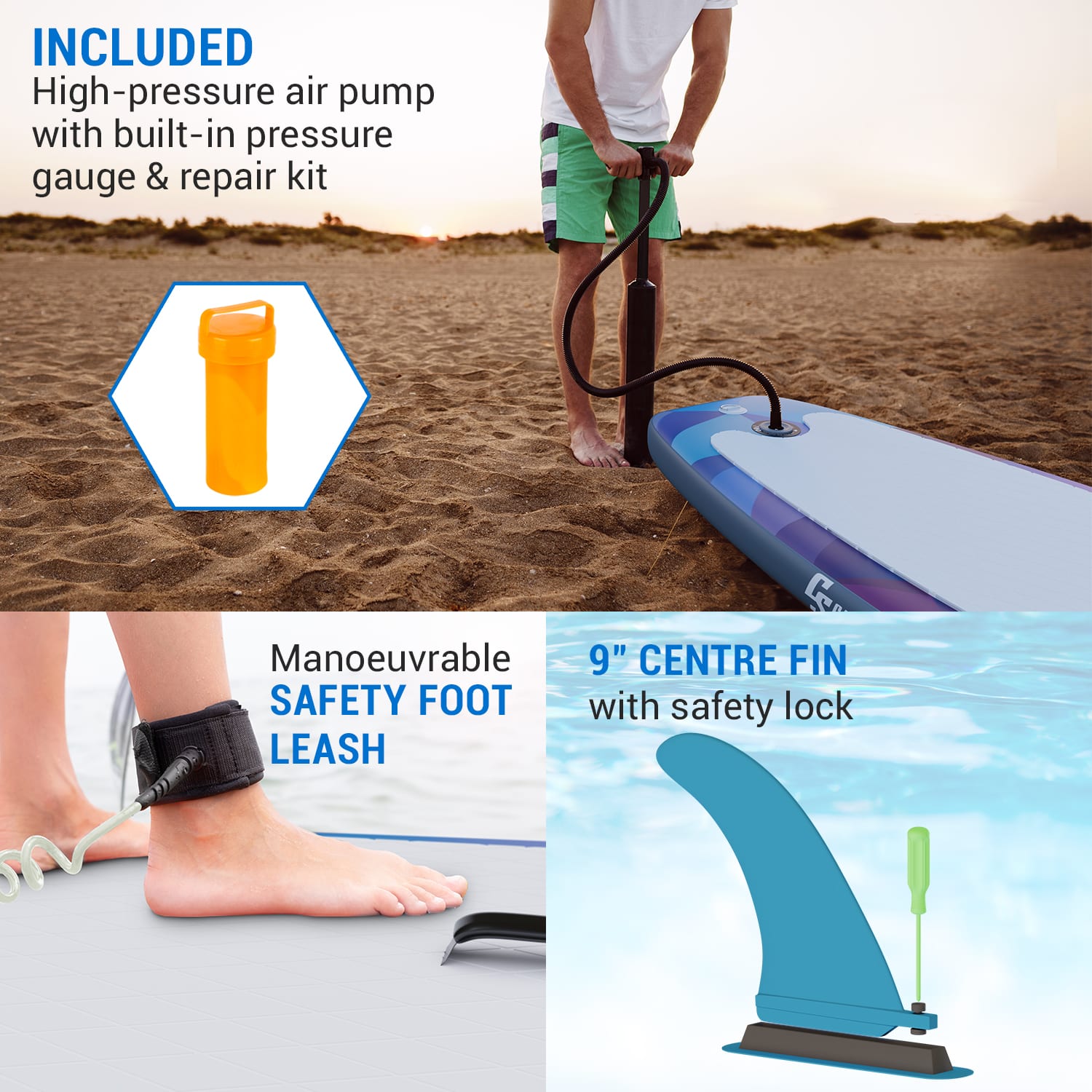Capital Sports Lanikai Cruiser 9.8, nafukovací paddelboard, súprava so SUP doskou, 305 × 77 × 10