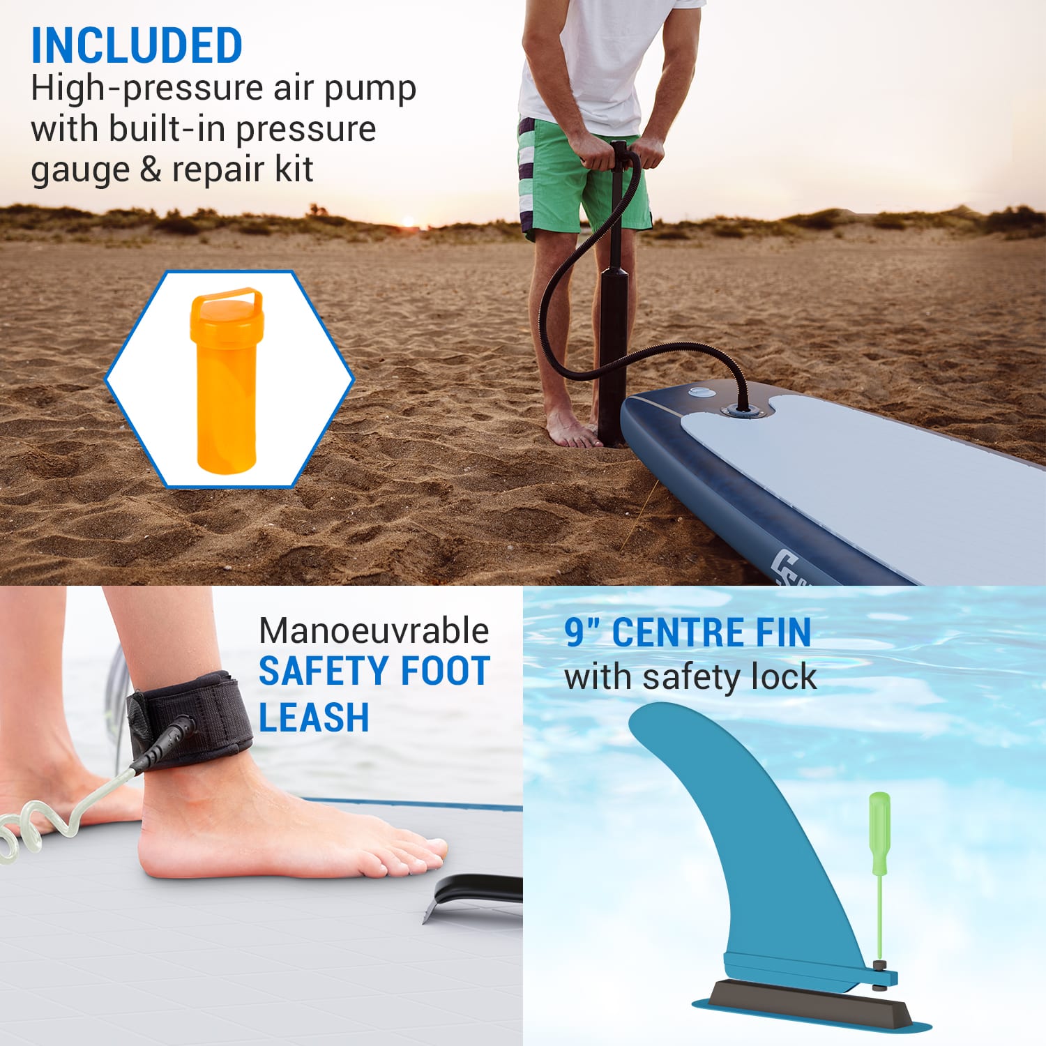 Capital Sports Lanikai Cruiser 9.8, nafukovací paddelboard, súprava so SUP doskou, 305 × 77 × 10
