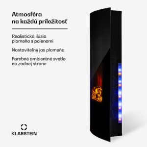Klarstein Lamington, elektrický krb, 2000 W, LED plameň, teplovzdušný ohrievač, časovač, osvetlenie
