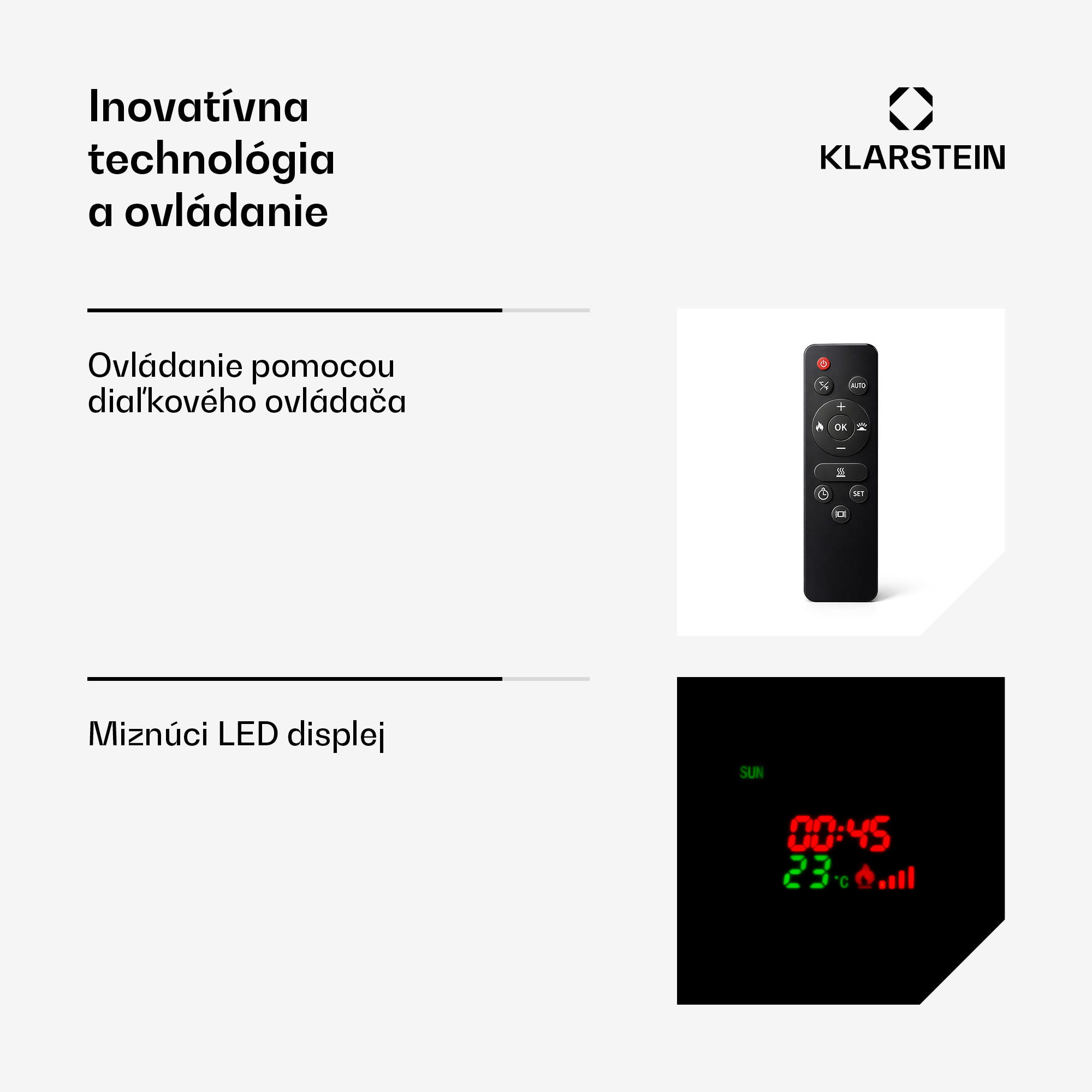 Klarstein Lamington, elektrický krb, 2000 W, LED plameň, teplovzdušný ohrievač, časovač, osvetlenie – Obrázok 2