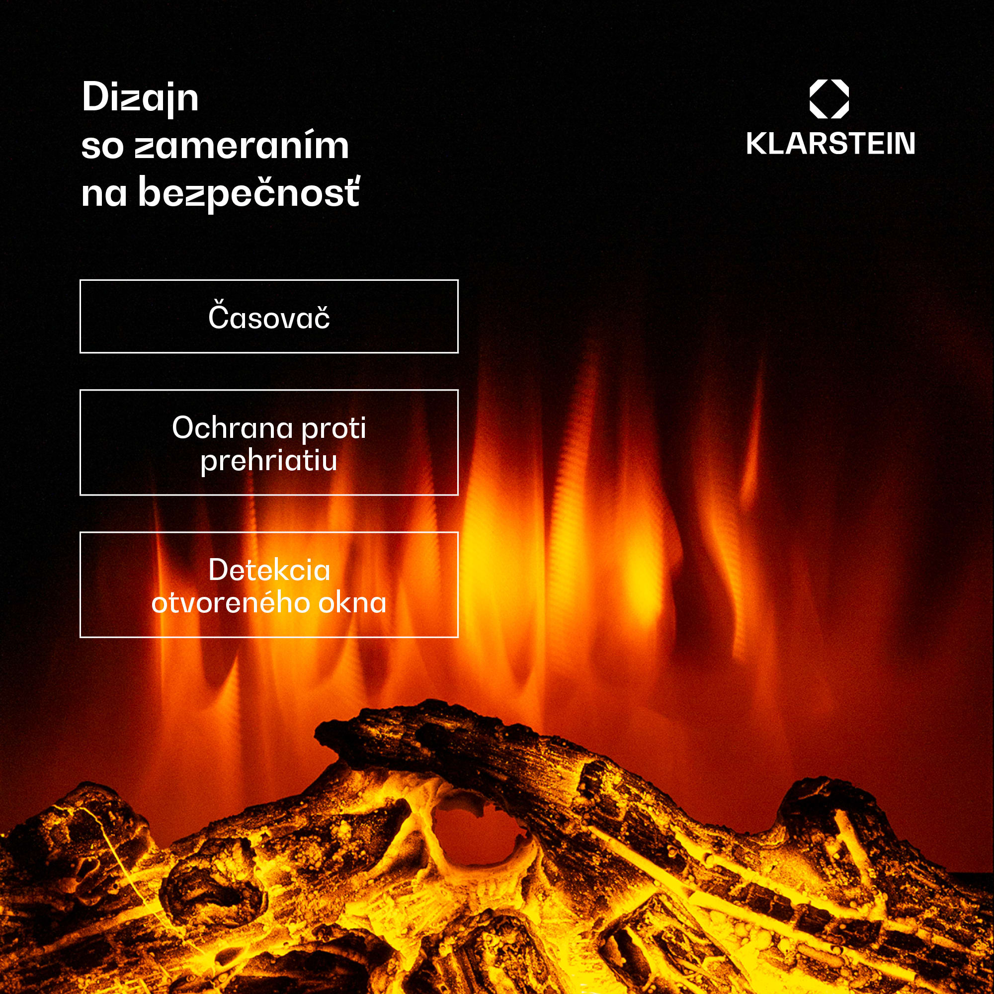 Klarstein Lamington, elektrický krb, 2000 W, LED plameň, teplovzdušný ohrievač, časovač, osvetlenie – Obrázok 3