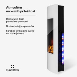 Klarstein Lamington, elektrický krb, 2000 W, LED plameň, teplovzdušný ohrievač, časovač, osvetlenie