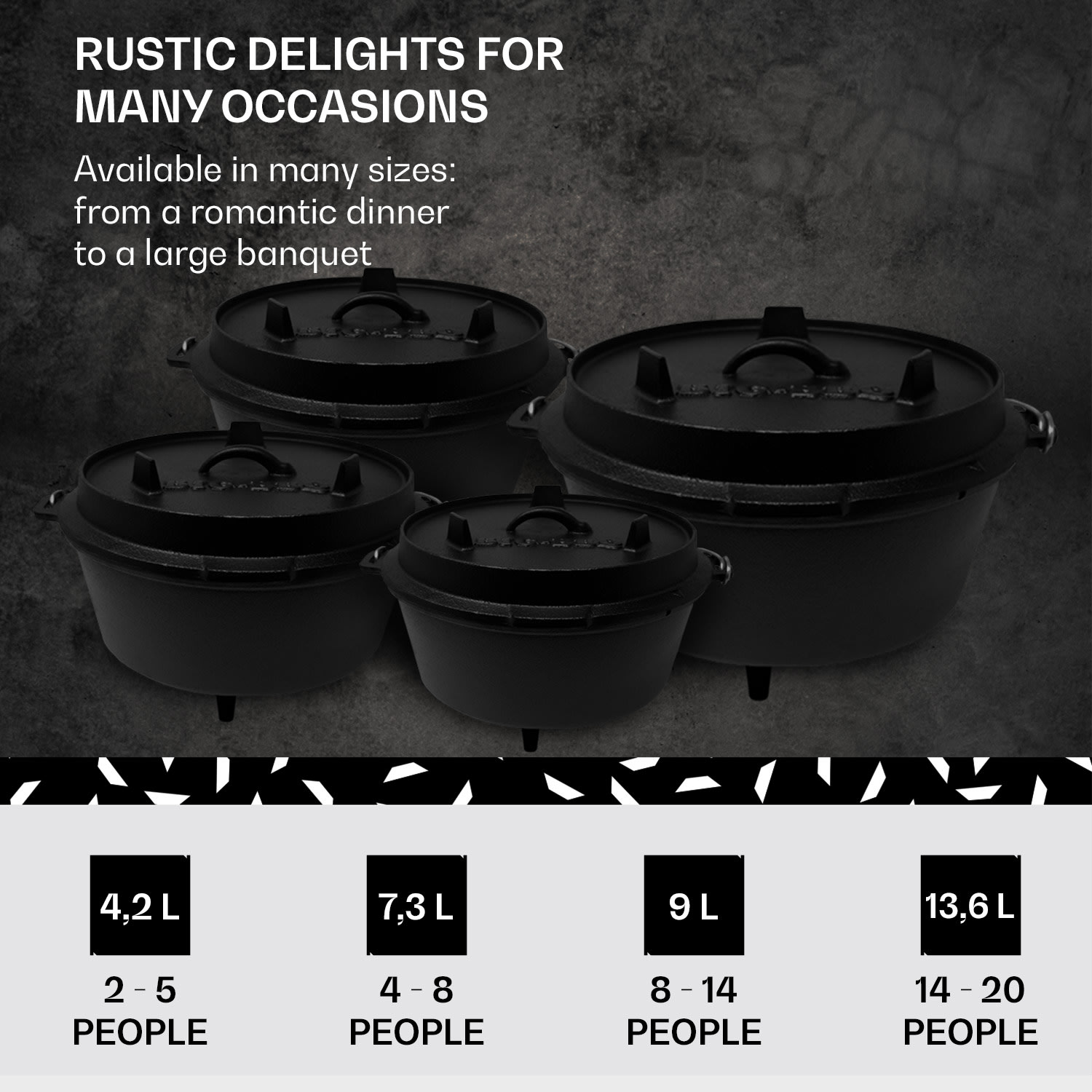 Klarstein Guernsey, prémiový liatinový hrniec, 12.0 barbecue hrniec, liatina, nožičky, veľkosť XL/13,6 l – Obrázok 3