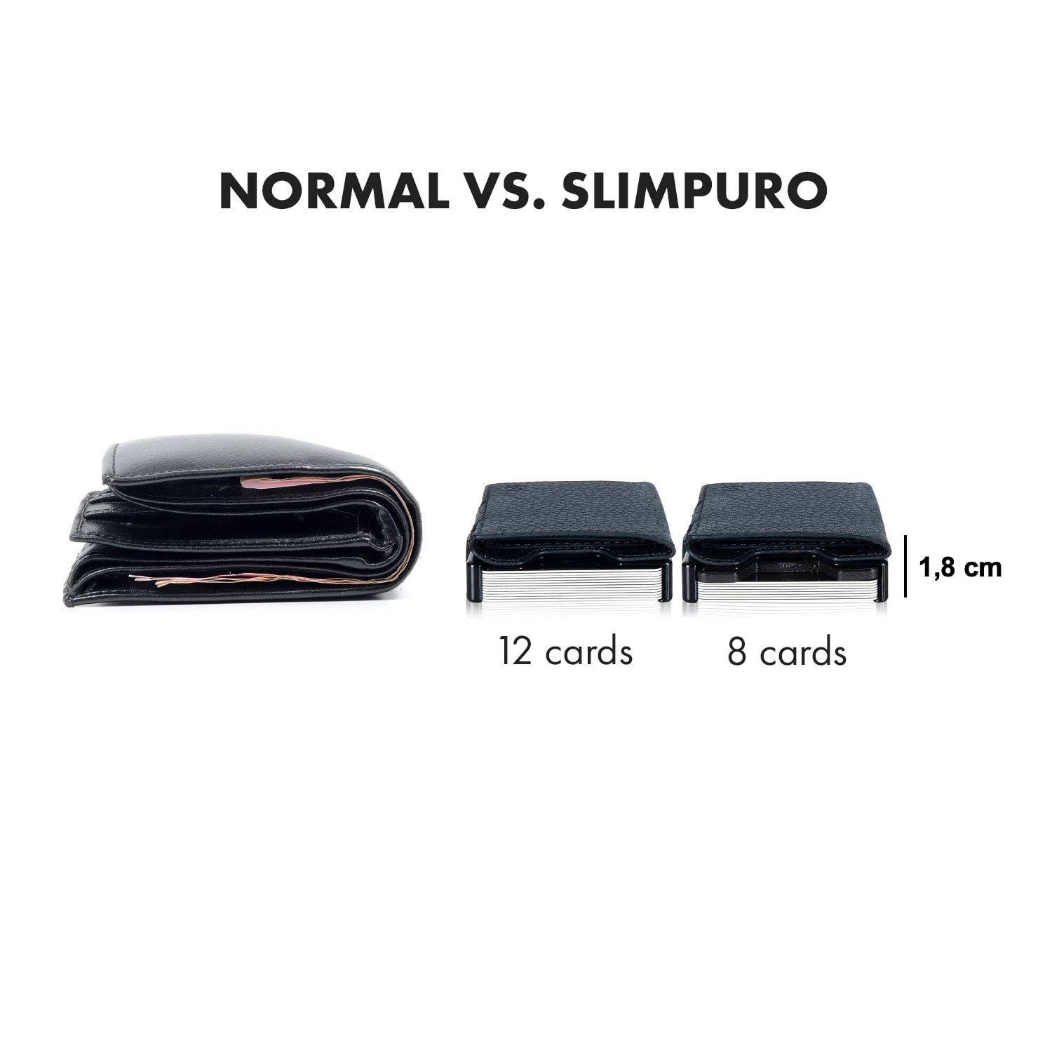 Slimpuro ZNAP Slim Wallet, 12 kariet, priehradka na mince, 8,9 x 1,8 x 6,3 cm (Š x V x H), ochrana RFID – Obrázok 3