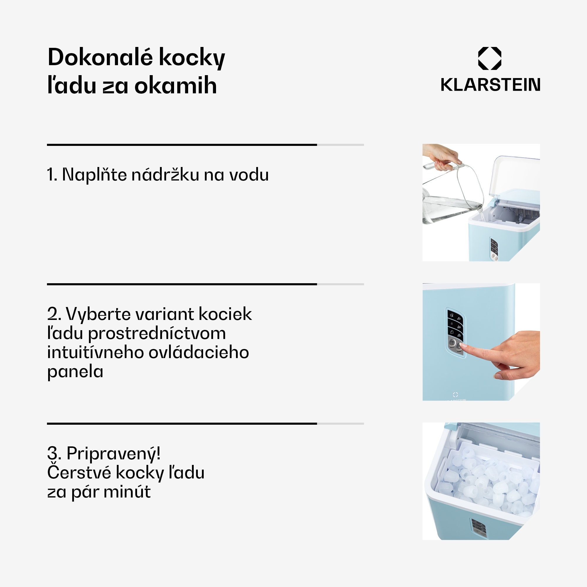 Klarstein Albaron, výrobník ľadu, tvar náboja, 12 kg/24 h, nádrž 1,5 l, displej – Obrázok 2