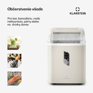 Klarstein Albaron, výrobník ľadu, tvar náboja, 12 kg/24 h, nádrž 1,5 l, displej