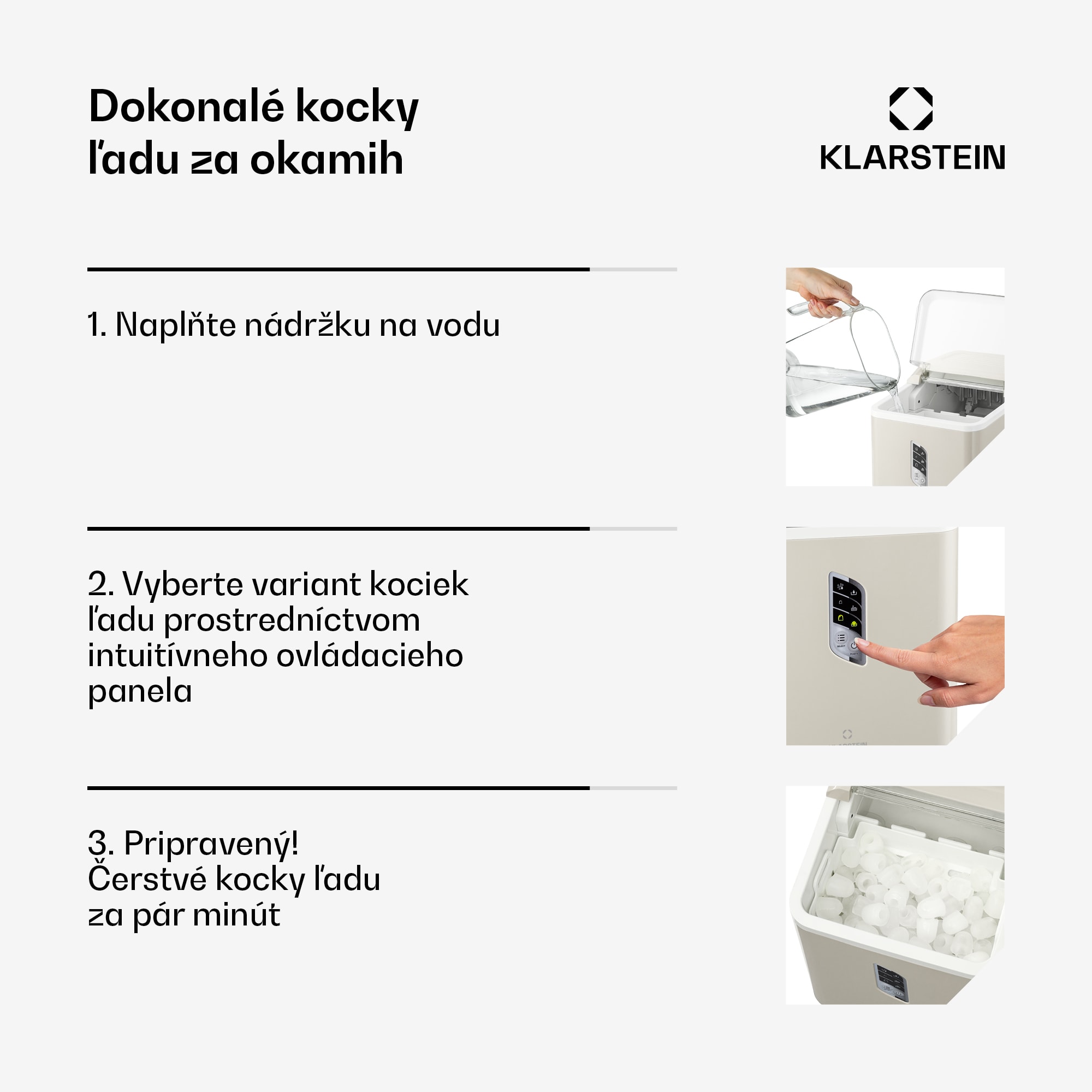 Klarstein Albaron, výrobník ľadu, tvar náboja, 12 kg/24 h, nádrž 1,5 l, displej – Obrázok 2