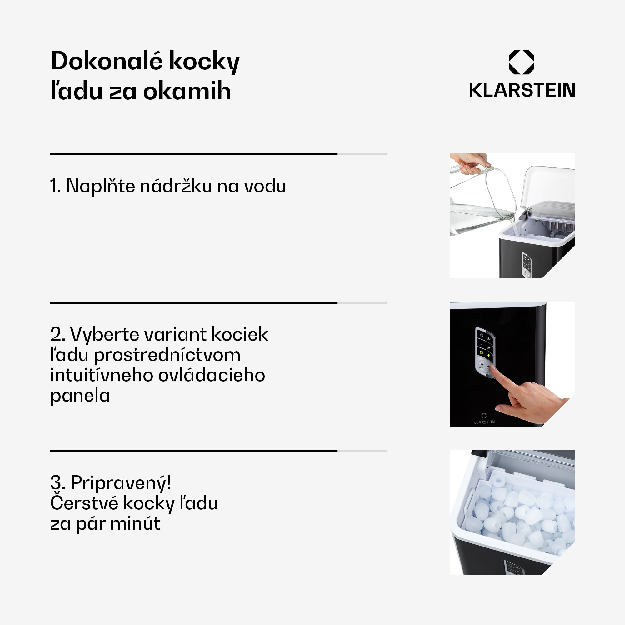 Klarstein Albaron, výrobník ľadu, tvar náboja, 12 kg/24 h, nádrž 1,5 l, displej – Obrázok 2