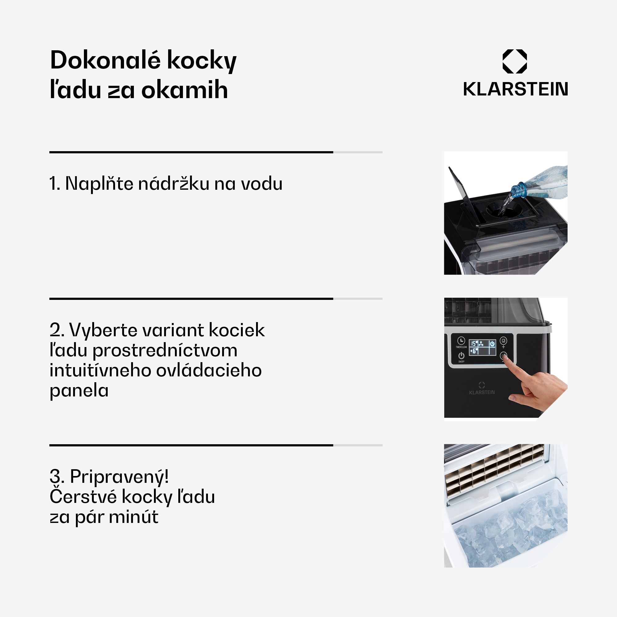 Klarstein Chios, výrobník ľadu, 20 kg/24 h, Auto-Clean, nádrž 3,2 l – Obrázok 2