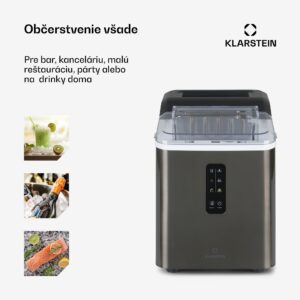 Klarstein Albaron Supreme, výrobník ľadu, tvar náboja, 12 kg/24 h, nádrž 1,5 l, nehrdzavejúca oceľ