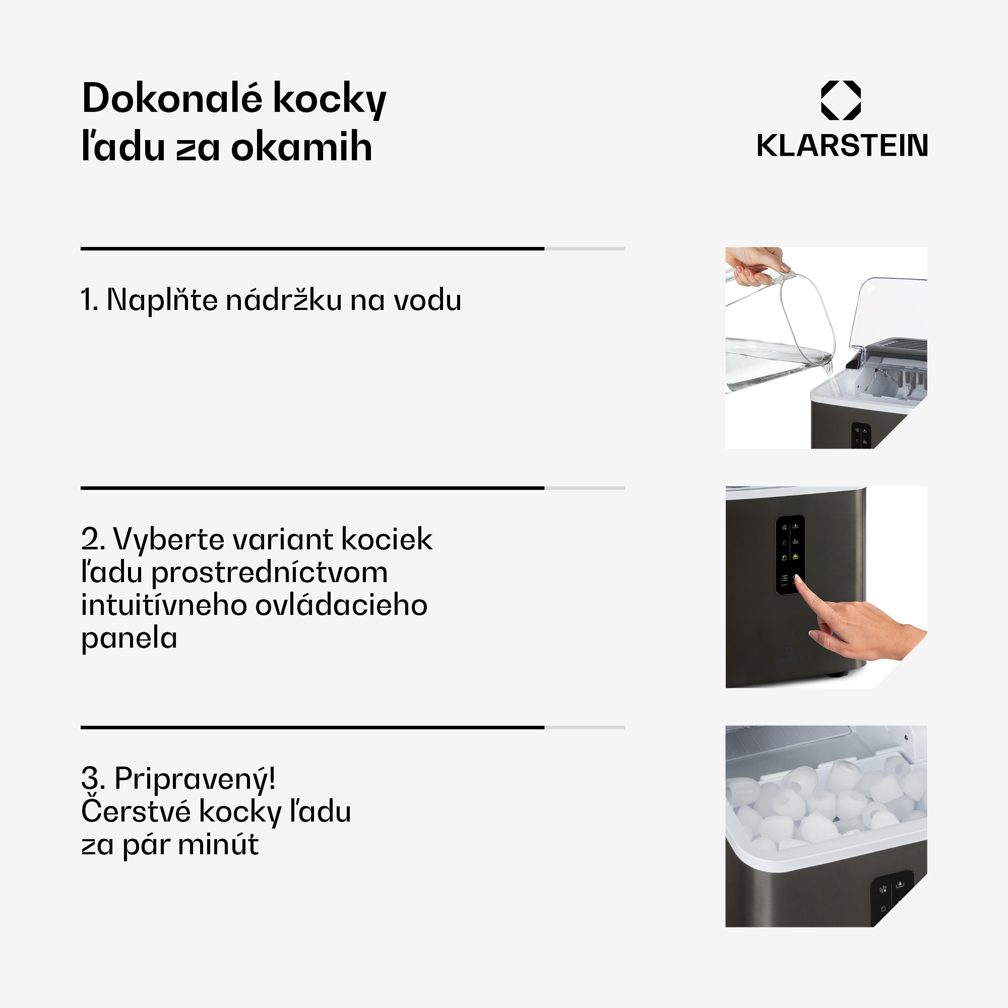 Klarstein Albaron Supreme, výrobník ľadu, tvar náboja, 12 kg/24 h, nádrž 1,5 l, nehrdzavejúca oceľ – Obrázok 2