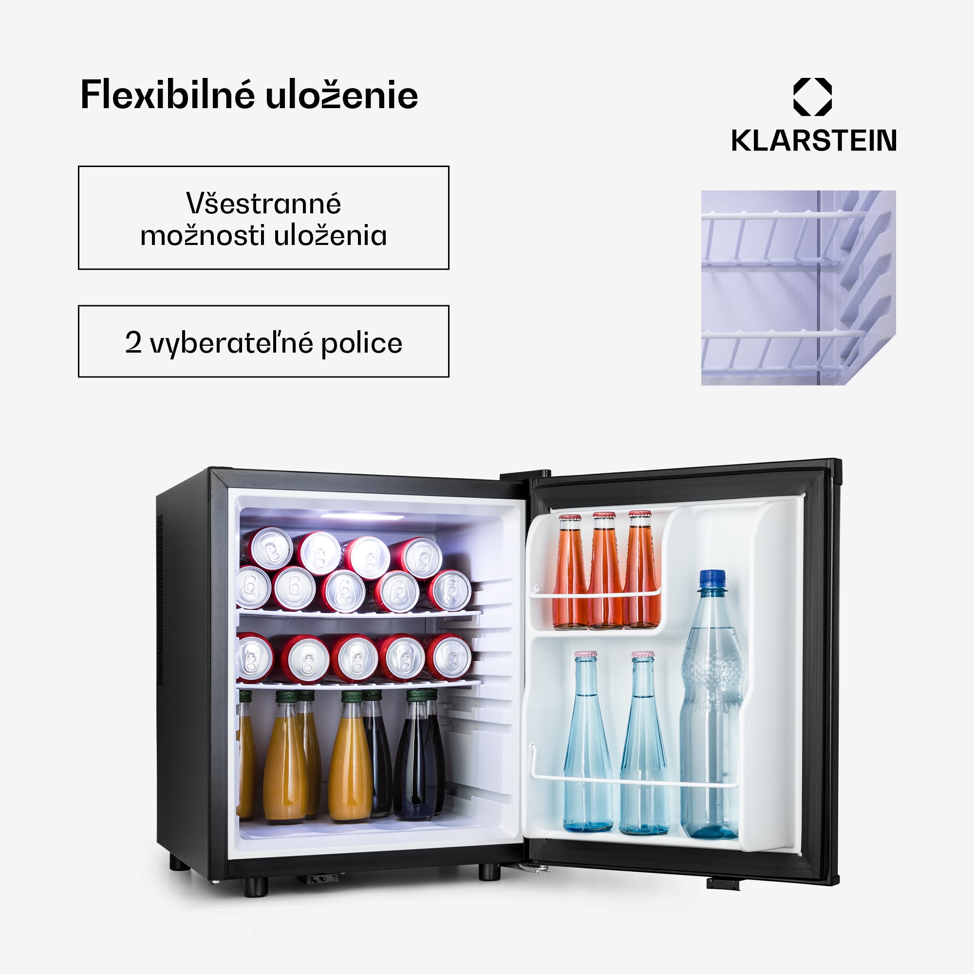 Klarstein Happy Hour 45, mini chladnička, minibar, chladnička na nápoje, 45 l, 26 dB – Obrázok 2
