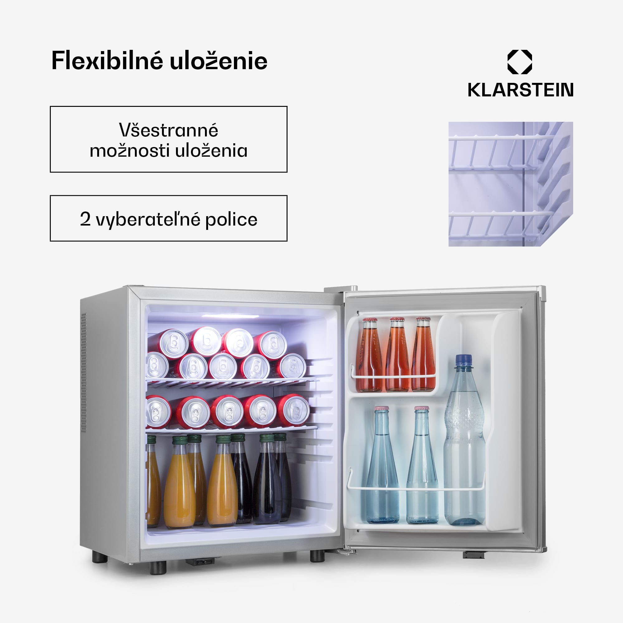Klarstein Happy Hour 45, mini chladnička, minibar, chladnička na nápoje, 45 l, 26 dB – Obrázok 2