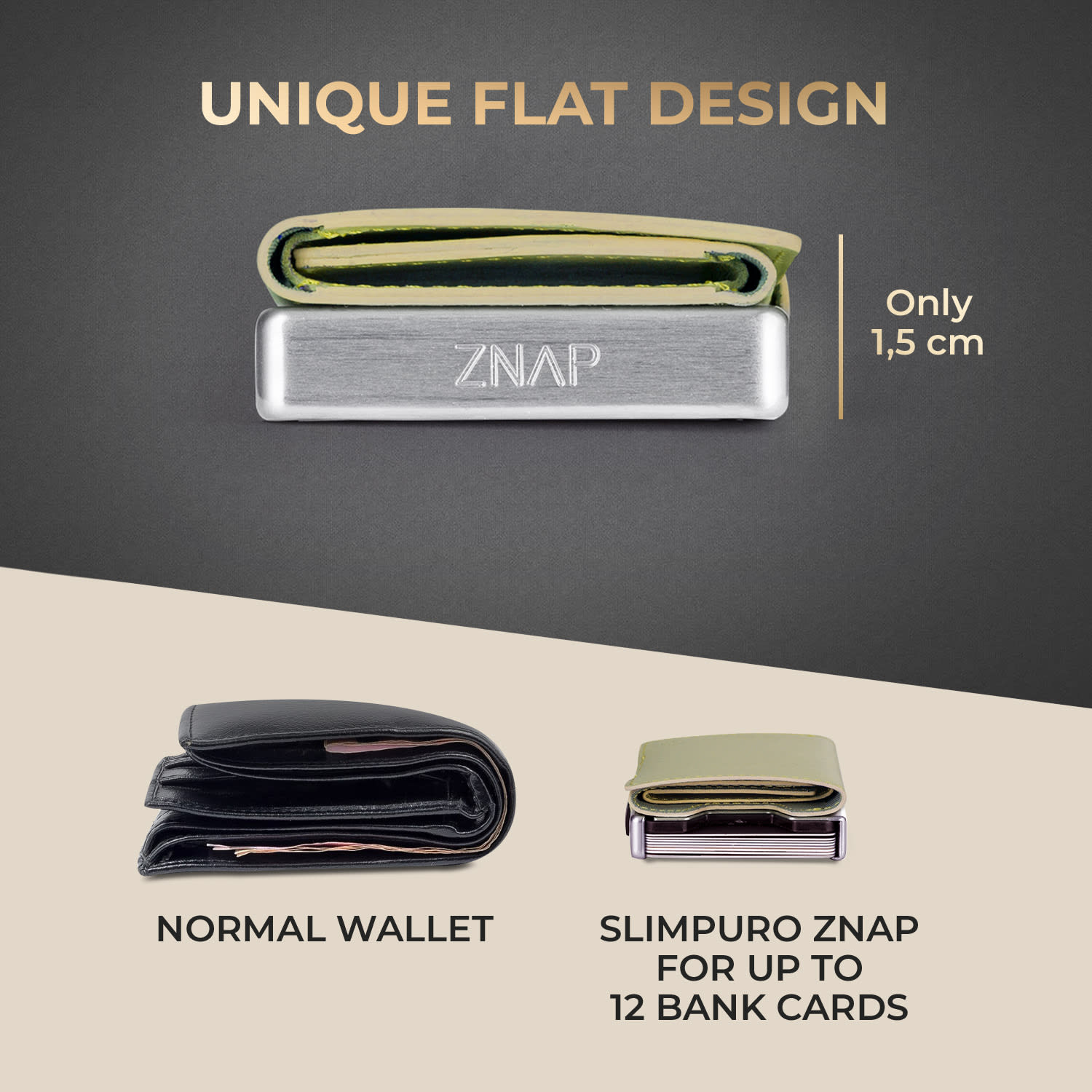Slimpuro ZNAP Slim Wallet, 8 kariet, priehradka na mince, 8,9 x 1,5 x 6,3 cm (Š x V x H), ochrana RFID – Obrázok 2