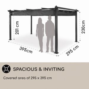 Blumfeldt Pantheon, pergola, prístrešok, 3 x 4 m, hliník, strieška proti slnku, polyester, sivá