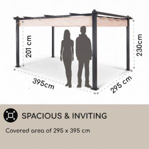 Blumfeldt Pantheon, pergola, prístrešok, 3 x 4 m, hliník, strieška proti slnku, polyester, béžová