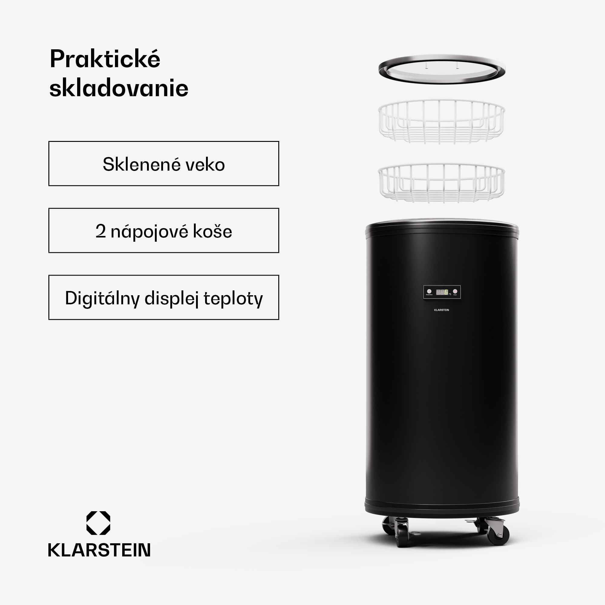 Klarstein Mr. Barbot 75, chladnička na nápoje, barová chladnička, 75 litrov, 0-16 °C, mobilná – Obrázok 3