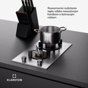 Klarstein Goldflame, plynová varná doska, 2 mosadzné horáky, nehrdzavejúca oceľ